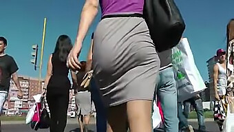 Curvy Woman Showcases Her Assets While Strolling Outdoors