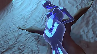 Animated Alien Slime Girl Engages In Bondage Sex With Human In A Cave