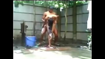 Nude Indian Woman Bathes Outdoors And Encounters A Street Boy