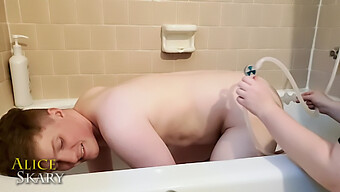 Bbw Submissive'S Anal Douche Training In The Shower