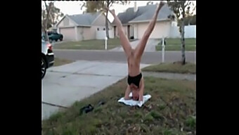 Lil C'S Nude Headstand: A Tantalizing Teen'S Bare Display