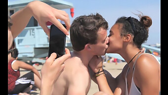 A Stunning African Girl Passionately Kisses European Boys On The Shore!