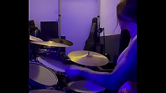 Felicity Feline'S Natural Tits Bounce While Drumming