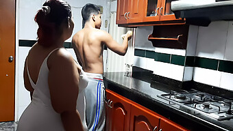 A Mature Latina Woman Cheats On Her Husband With A Younger Man In The Kitchen, Showcasing Her Big Ass And Bbw Figure