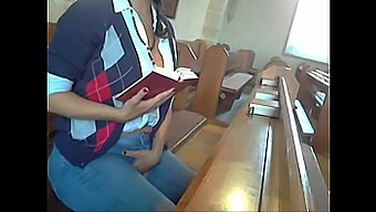 Big-Assed Whore Gets Naughty With Her Dildo In Church