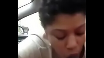 Ebony Step Sister'S Skilled Oral Skills Lead To A Car-Bound Climax