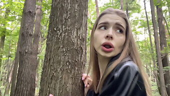 European Babe Gives Public Deepthroat And Swallows Cum In The Woods